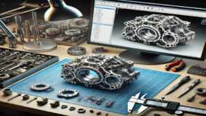 Detailná práca na technickom 3D modeli súčiastky s použitím CAD softvéru a presných nástrojov – profesionálne 3D tlačové služby pre priemysel a vývoj v Poprade a okolí